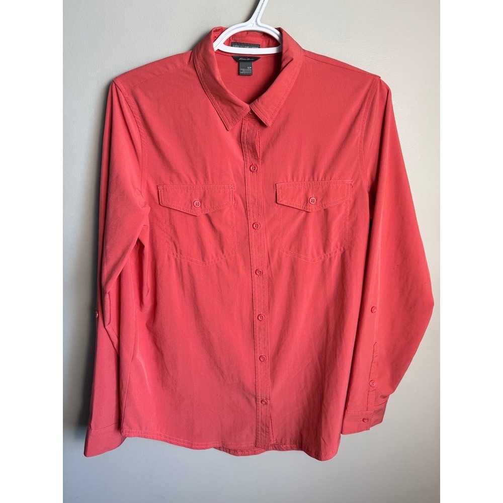 Eddie‎ Bauer Classic Fit Button Up Shirt S Hiking Outdoor Coral Pink Gorpcore